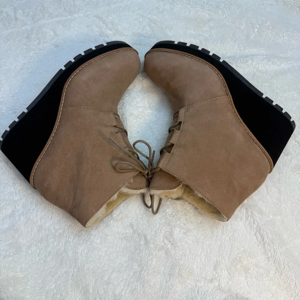 Eileen Fisher Wmn’s Alpine Genuine Shearling Wedge Bootie Ankle Boot-Sz 10M, NIB